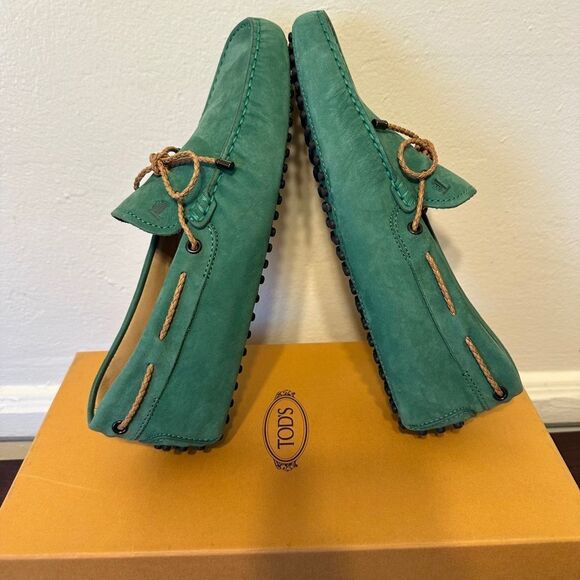 TOD’S laccetto Green Suede Men's driving slip-on Loafers size US 5,5, EU38 new - Picture 6 of 12